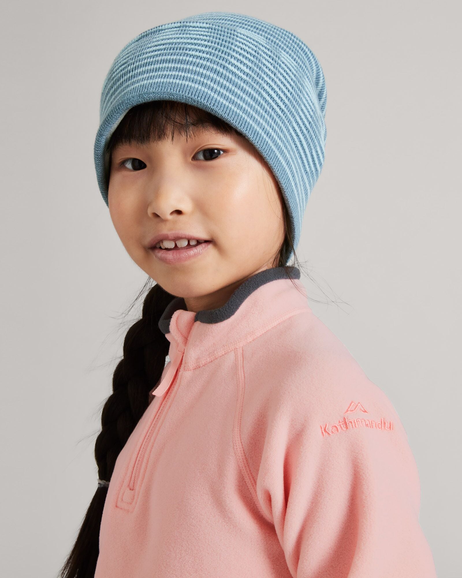 Kids' Poma Beanie - Soft Winter Hat for Boys & Girls, Blue Haze & Daydream Color Options - Perfect for Snow Play, Skiing & Outdoor Winter Activities