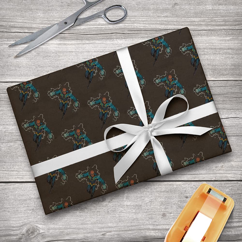 Justice League Black Lightning Character Premium Kraft Roll Gift Wrap Wrapping Paper - Eco-Friendly Superhero Themed Gift Wrapping for Birthdays, Holidays & Comic Conventions