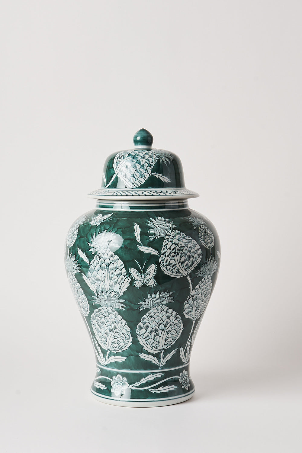 Large Thistle Ginger Jar - Elegant Decorative Ceramic Vase for Home Decor, Dining Table Centerpiece, and Asian-Inspired Interior Design