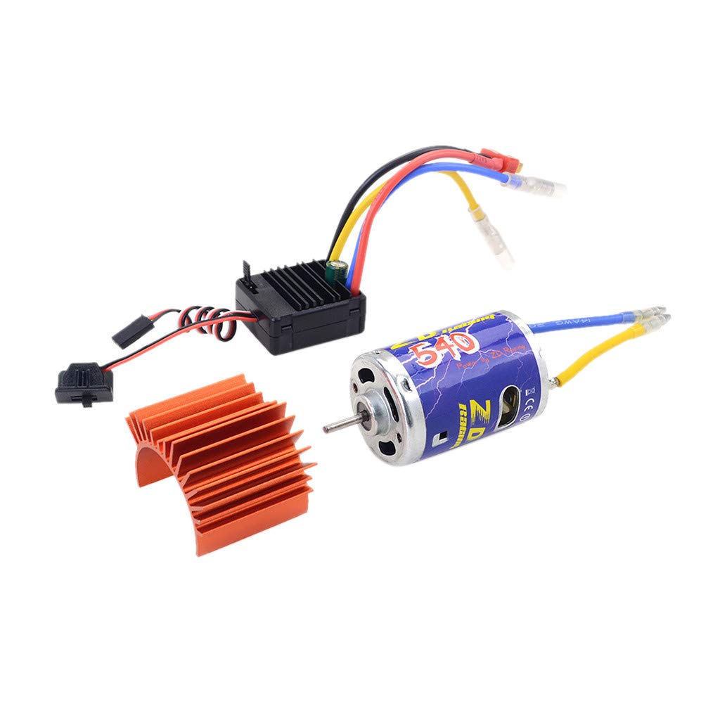 ZD Racing 540 Brushed Motor with 45A ESC and Radiator - Compatible with 1/10 RC Crawler & Toy Cars - High Performance Remote Control Car Parts for Kids & Hobbyists - Perfect for Off-Road Racing and Backyard Adventures