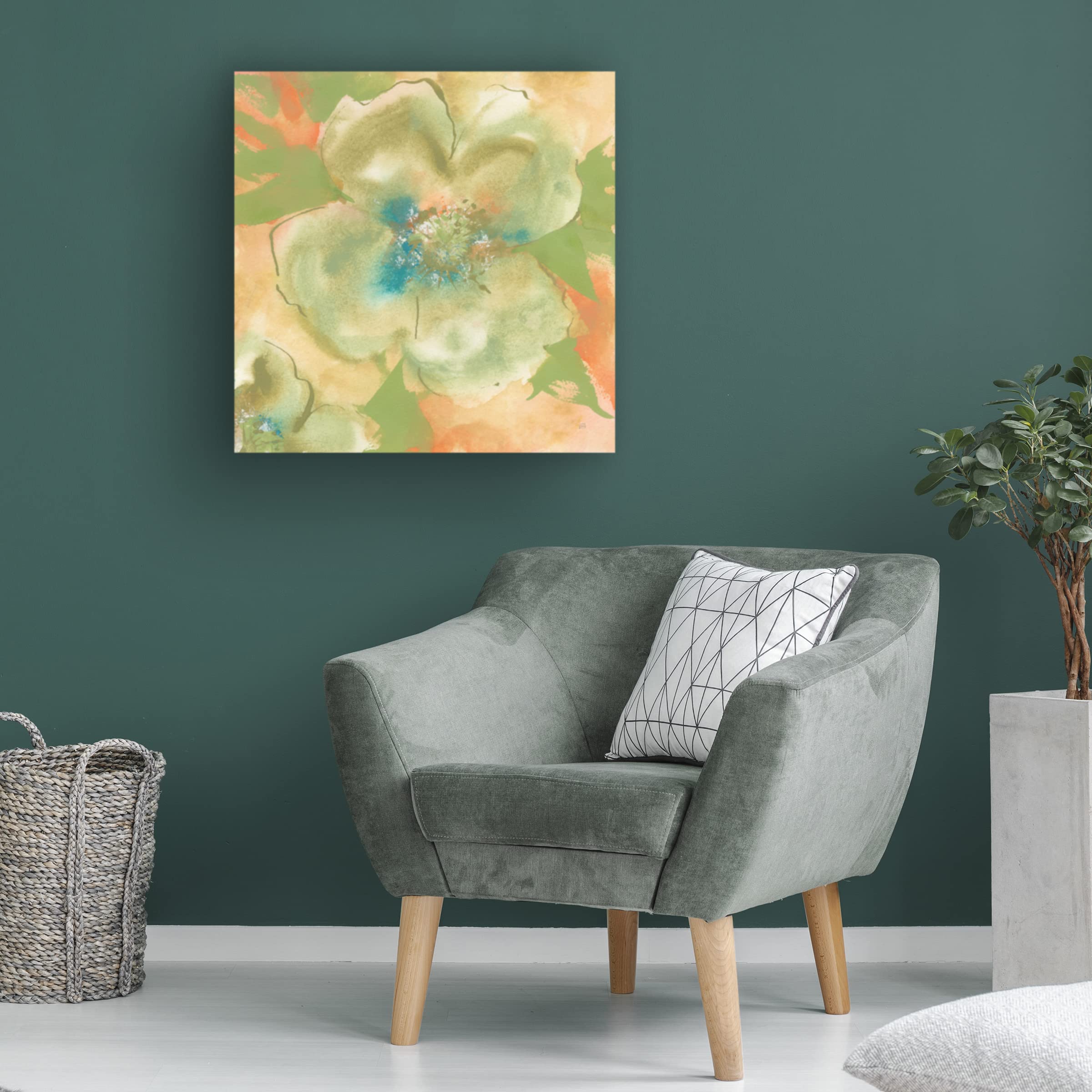 Chris Paschke Olive Poppy I Canvas Art Print - Modern Floral Wall Decor for Living Room, Bedroom & Office - Trademark Fine Art Collection