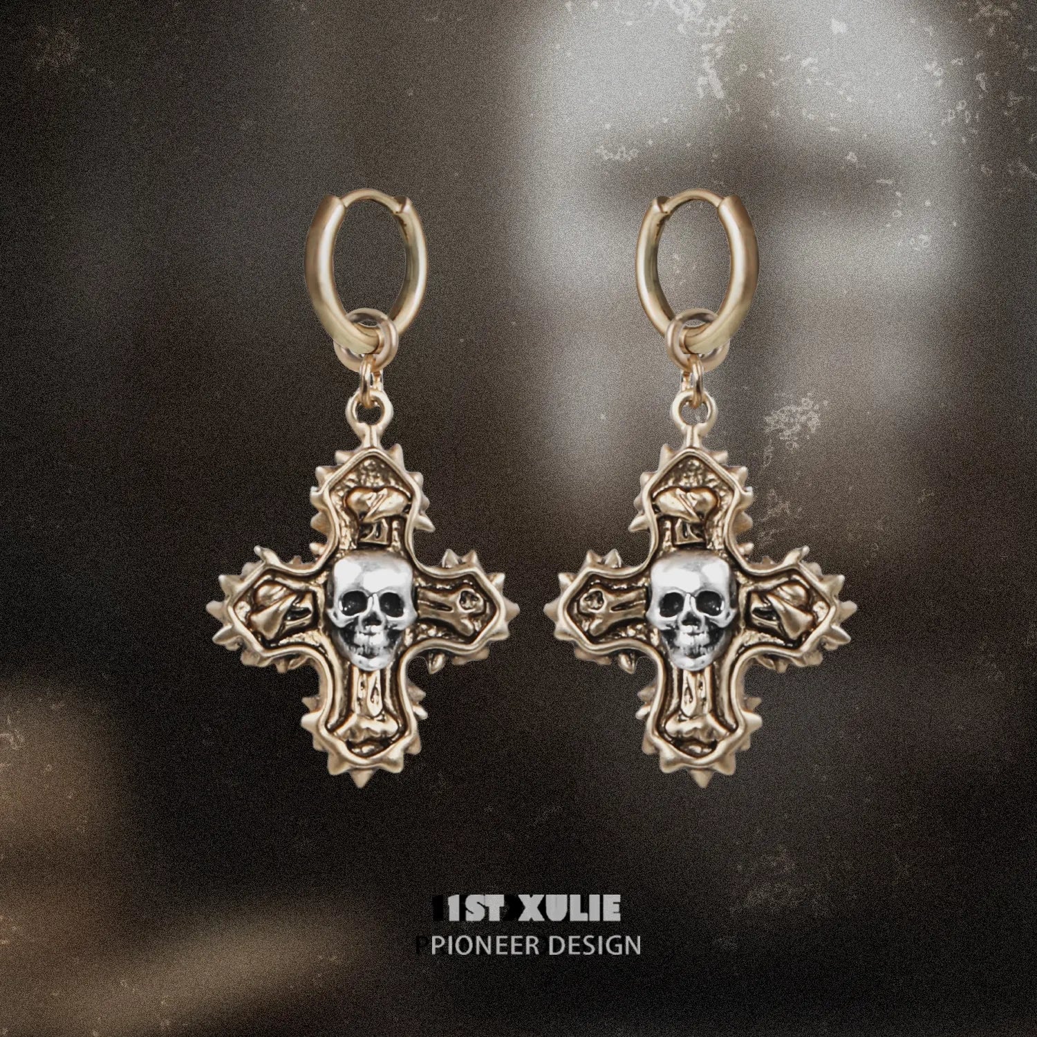 Vintage 18K Gold Plated Skull Earrings for Women - Gothic Punk Jewelry, Perfect for Halloween, Parties & Edgy Fashion