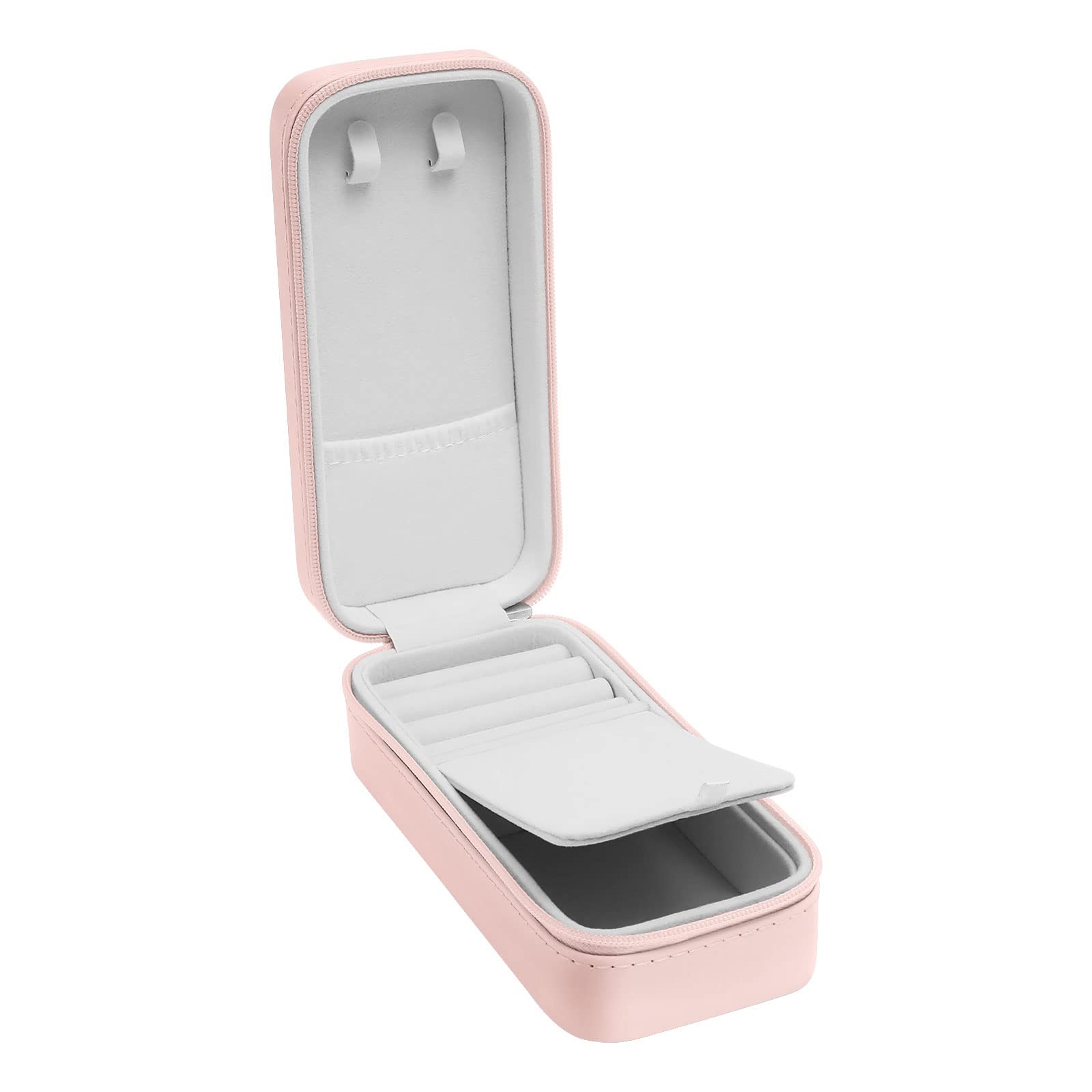 MOSISO Small Jewelry Organizer Box - PU Leather Travel Jewelry Case with Velvet Interior for Necklaces, Earrings, Rings & Bracelets - Perfect Gift for Women & Girls (Pink) | Home Storage, Travel Accessory & Display Holder