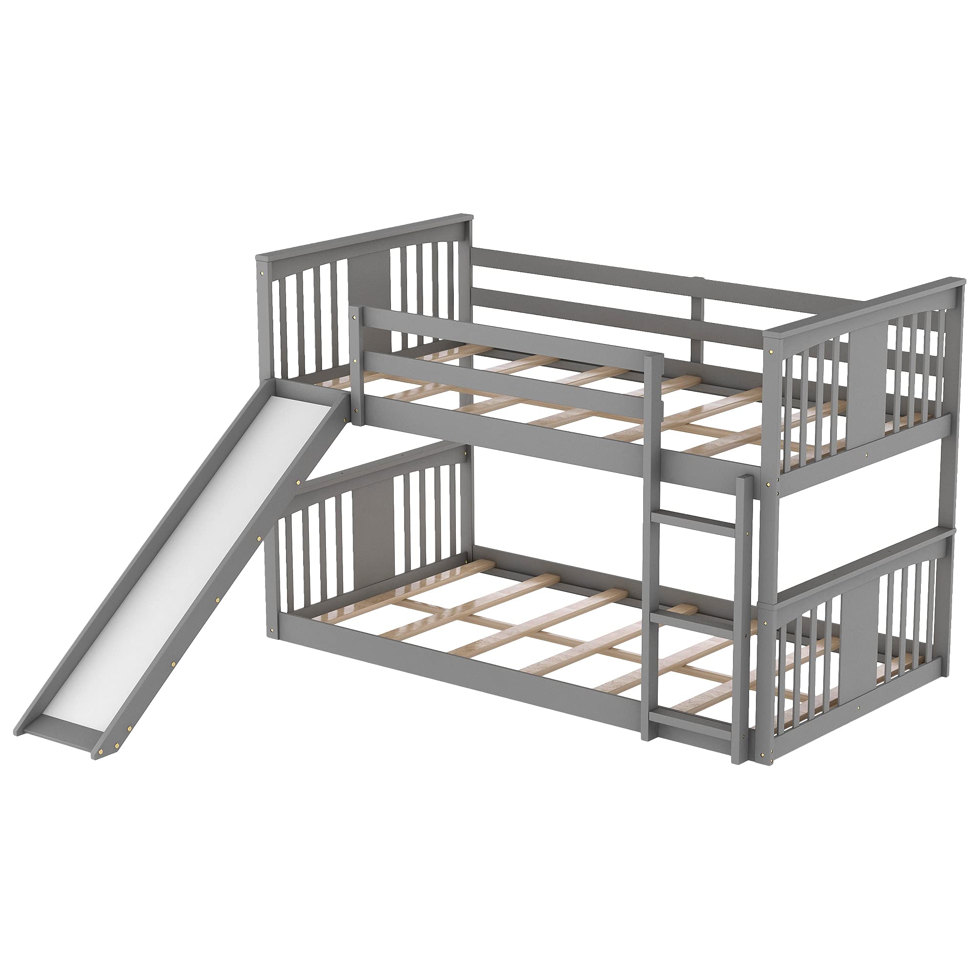 Twin Over Twin Bunk Bed with Slide and Ladder - Sturdy Kids Bunk Beds for Boys & Girls, Space-Saving Twin Size Bunk Bed for Siblings, Teens & Small Rooms | Perfect for Bedrooms, Dorms & Vacation Homes