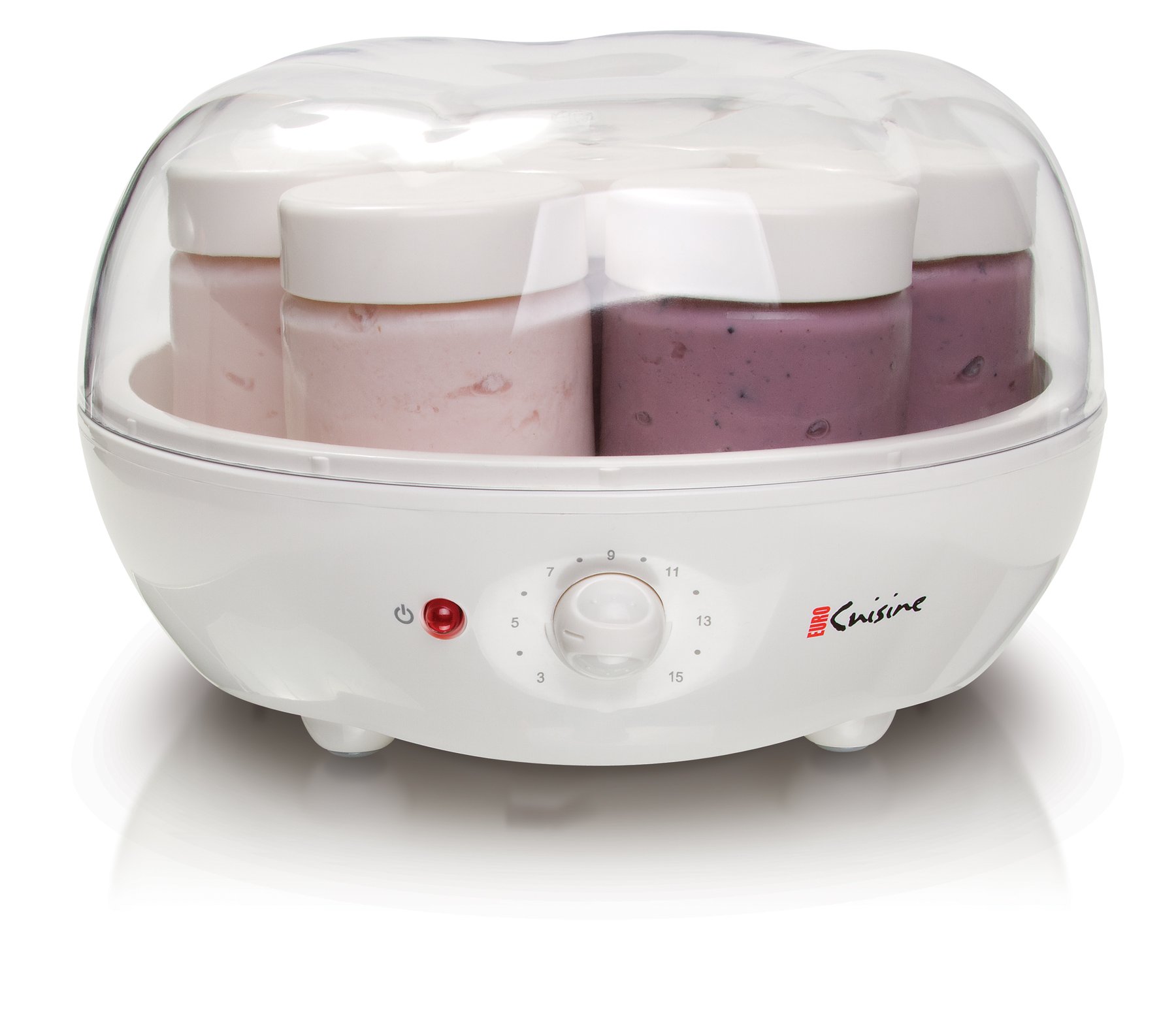 Euro Cuisine YM100 Automatic Yogurt Maker with 7 Glass Jars (6oz Each) & 15-Hour Timer - Electric Yogurt Machine with Auto Shut Off for Homemade Probiotic Yogurt - Perfect for Healthy Breakfast, Snacks & Gut Health Improvement