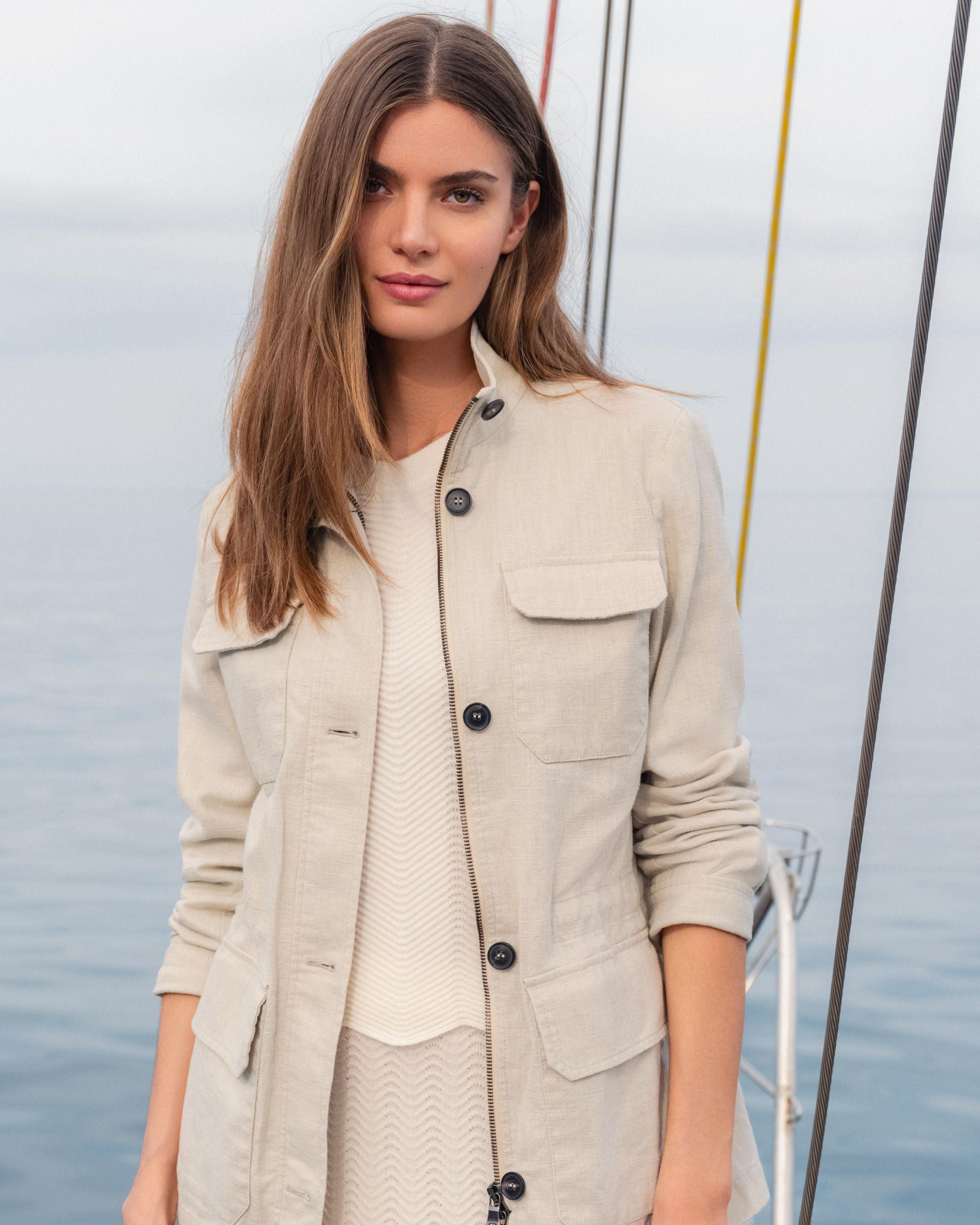 Women's Avola Linen Jacket - Sand Brown | Lightweight Summer Blazer for Casual Outings & Office Wear