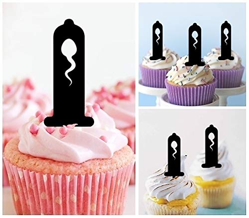 10pcs Acrylic Condom Sex Sperm Silhouette Cupcake Toppers - Wedding, Birthday & Bachelorette Party Decorations - Perfect for Adult Themed Celebrations and Funny Dessert Decor