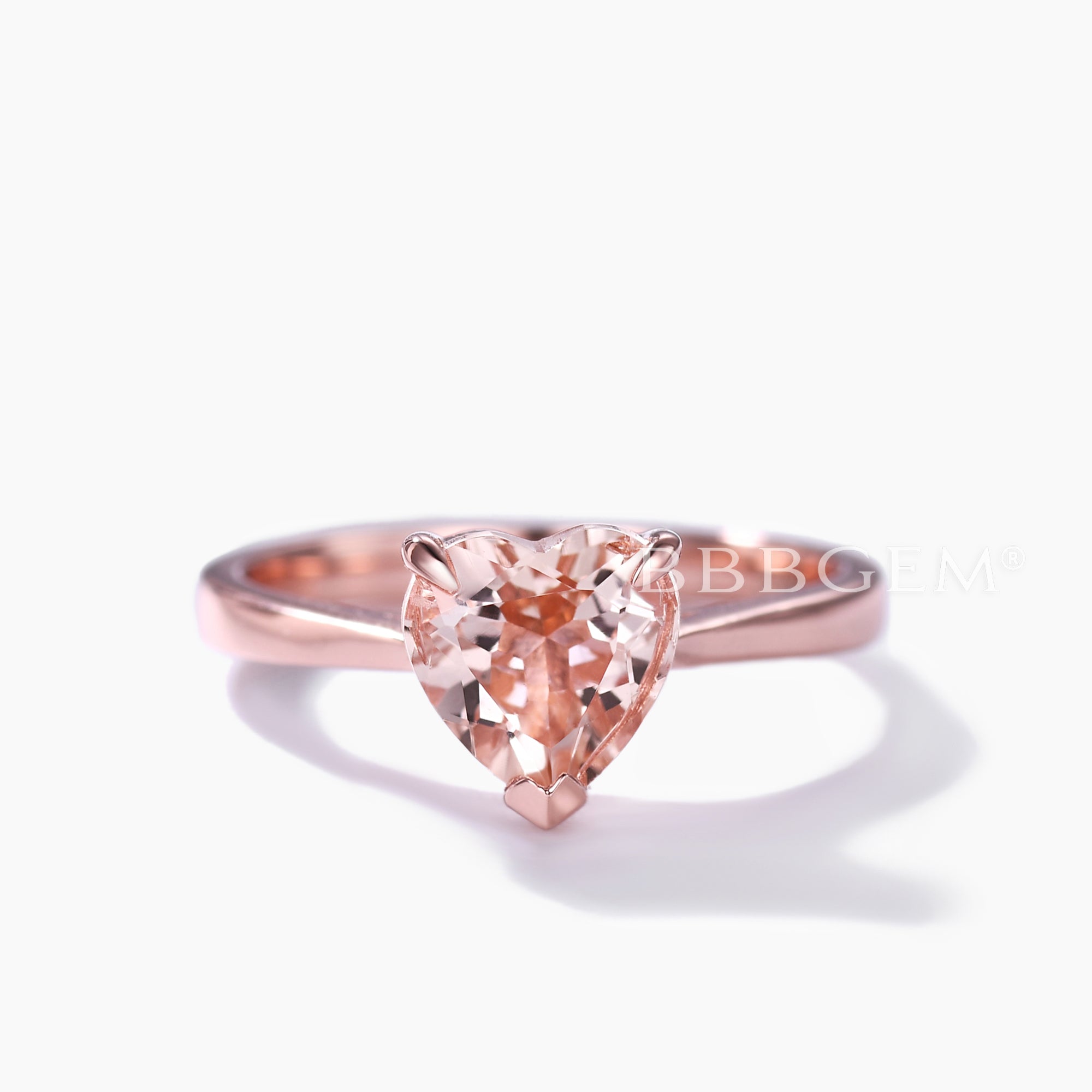 1 Carat Heart Shaped Natural Morganite Solitaire Engagement Ring in Rose Gold - Perfect for Proposals, Anniversaries & Romantic Occasions