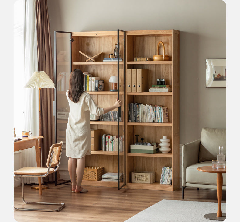 Solid Oak and Ash Wood Bookcase - Sturdy Bookshelf for Home, Office & Library - Perfect for Organizing Books, Decor & Storage