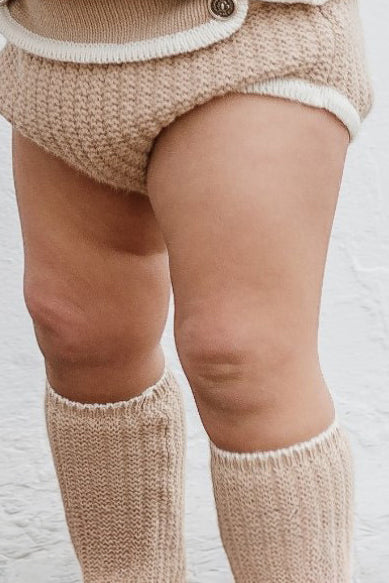Camel & Cream Knit Knee High Socks for Women - Soft Warm Winter Socks for Boots, Outfits & Casual Wear - Cozy Fall & Winter Accessories