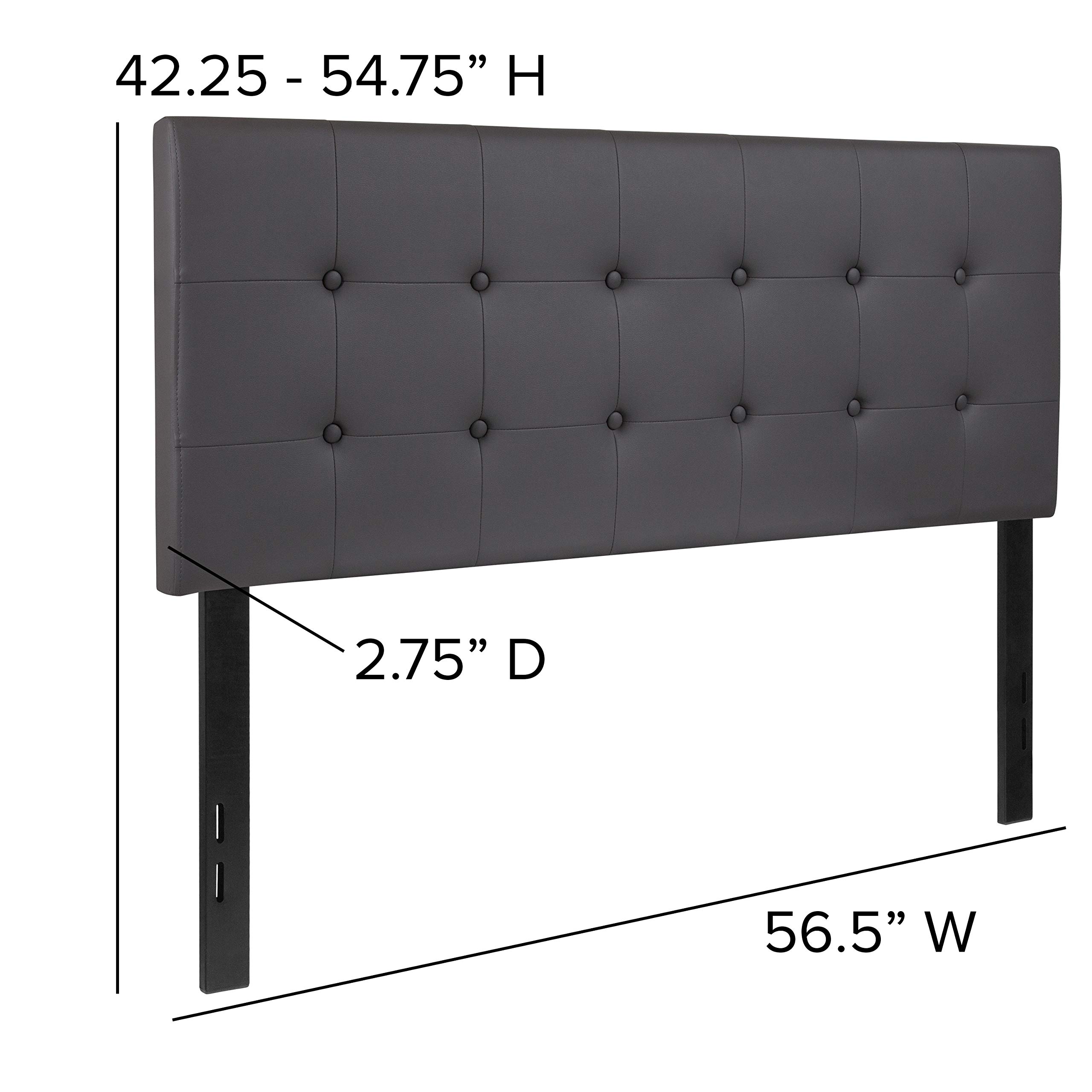 Flash Furniture Lennox Tufted Upholstered Full Size Headboard - Gray Vinyl Upholstery for Bedroom Decor, Modern Bed Frame Accent, Hotel Style Luxury Bedroom Upgrade