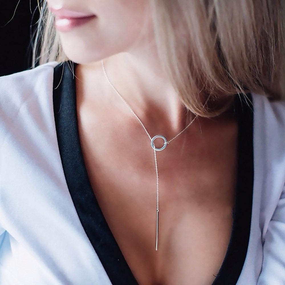 Dangling Stick Necklace for Women - Minimalist Layering Pendant Jewelry for Everyday Wear & Gift Giving
