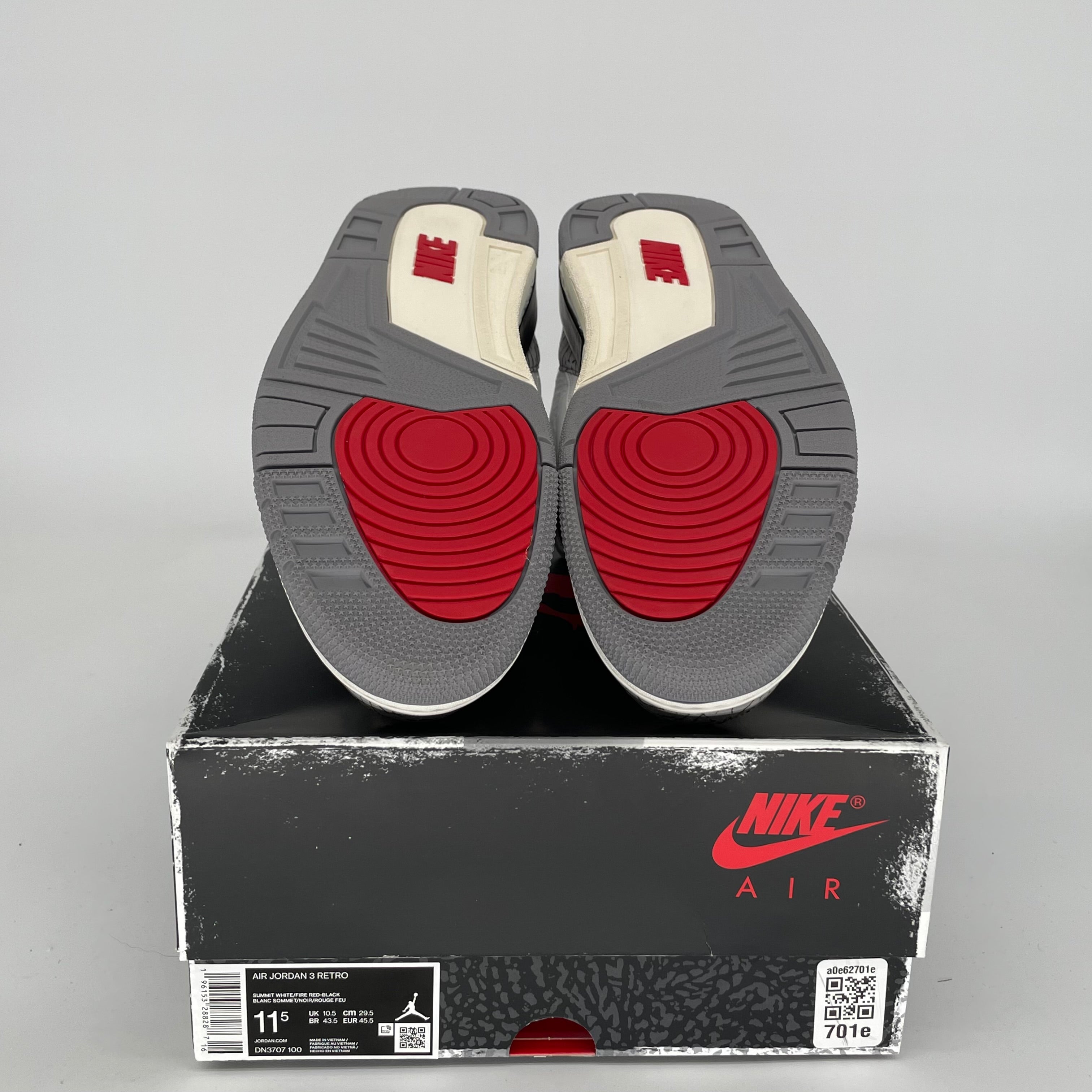 Original Air Jordan 3 White Cement Reimagined - Men's Size 11.5 Basketball Shoes (DN3707-100) - Authentic Retro Sneakers for Sports & Streetwear Fashion