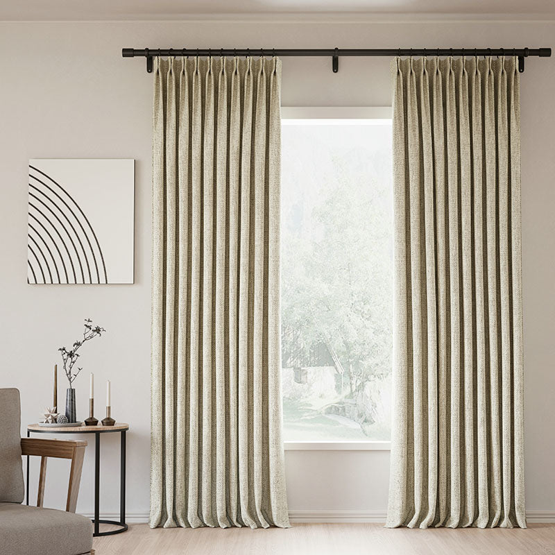 Pinch Pleated Blackout Curtains - 100% Linen, Thermal Insulated, Noise Reducing Drapes for Bedroom & Living Room (Natural, Sepia, Ebony) | Modern Custom Window Treatments for Home Decor