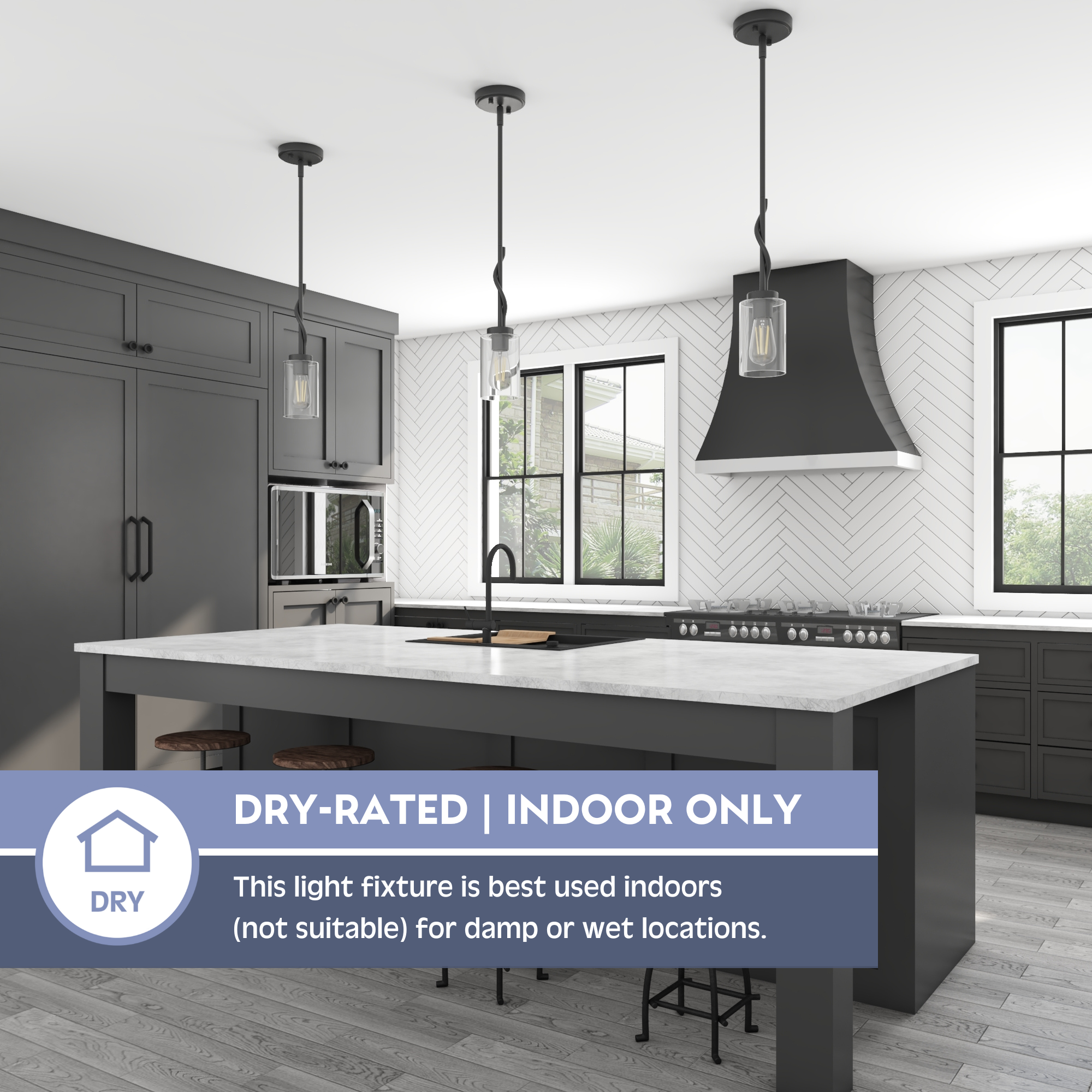 1 Light Lantier Mini Pendant Light Fixture - Matte Black Finish with Clear Glass Shade - Perfect for Kitchen Island, Dining Room, or Entryway Lighting