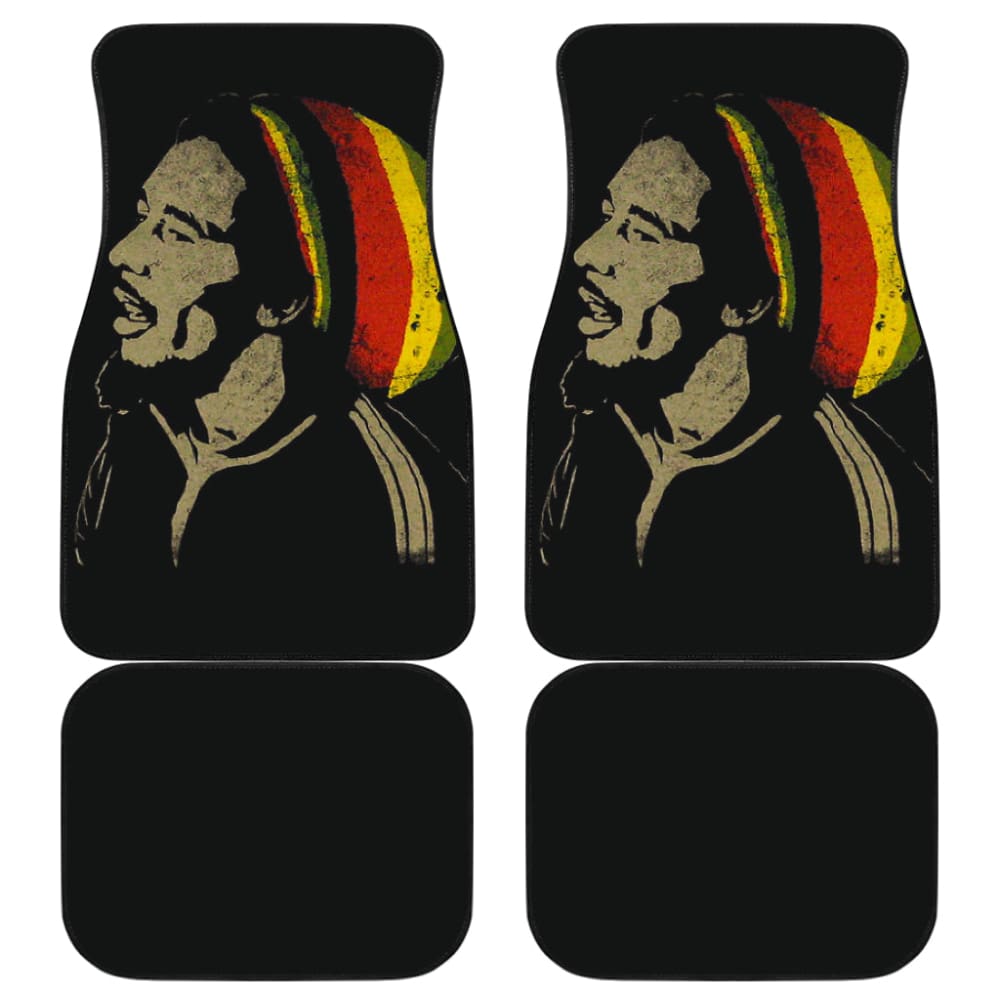 Bob Marley One Love Jamaica Reggae Car Floor Mats Custom 2-Piece Set - Perfect for Music Lovers & Reggae Fans - Great for Cars, Trucks & SUVs