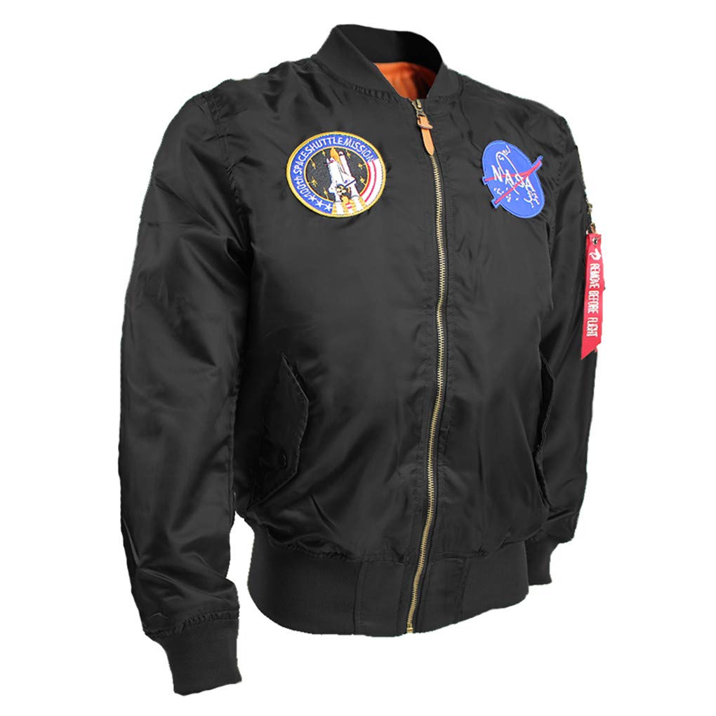 Shanghai Story Men's USA Flag Lightweight MA-1 Flight Bomber Jacket - Windproof Casual Jacket for Outdoor, Travel & Streetwear Fashion