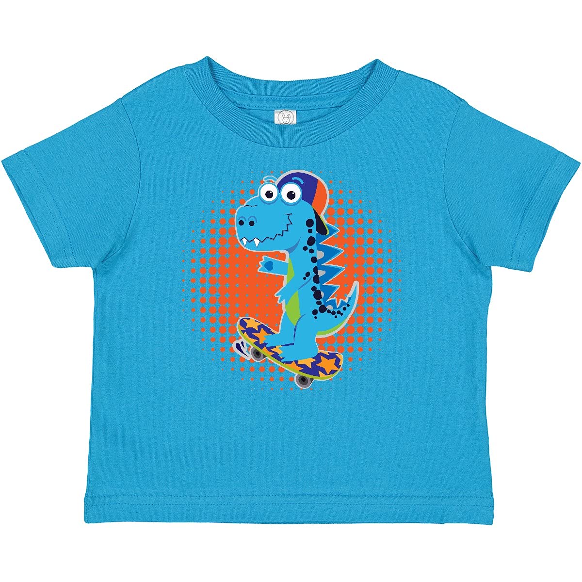 Inktastic Skateboard Dinosaur Graphic Tee for Boys - Cute Dinosaur Print Cotton T-Shirt for Toddlers & Kids - Perfect for Playdates, School, and Casual Outings