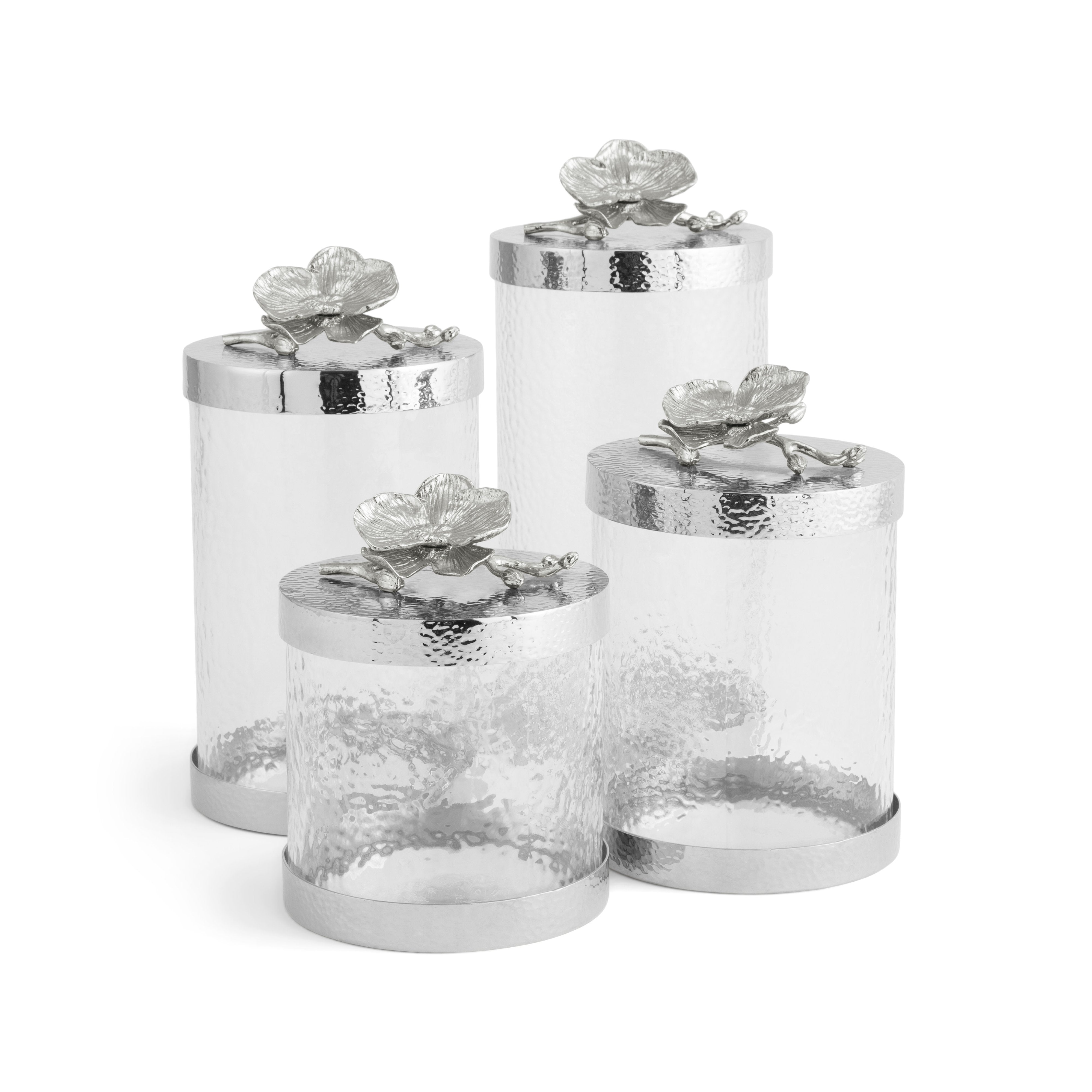 White Orchid Ceramic Canisters Set - Airtight Kitchen Storage Containers for Flour, Sugar, Coffee & Tea | Perfect for Pantry Organization & Home Decor