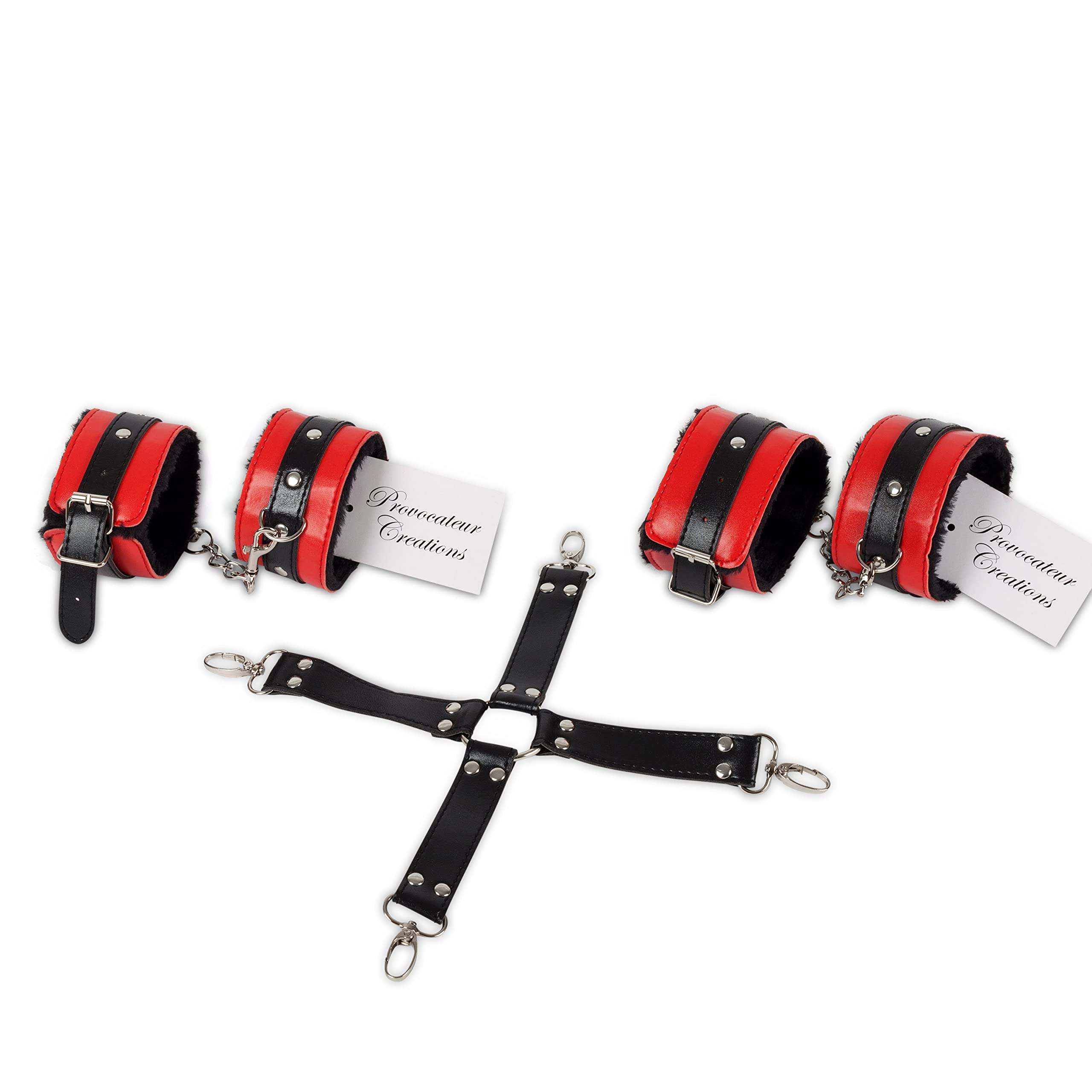 14-Piece BDSM Kit - Leather Restraints, Cuffs & Whip for Beginners | Bedroom Play
