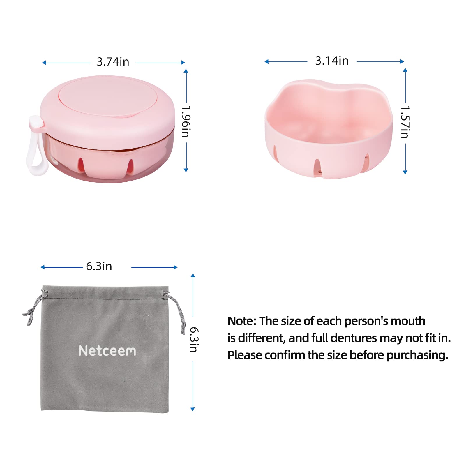 Leak Proof Denture Cup Kit - Travel Retainer Case for Dentures & Aligners - Home & Travel Use