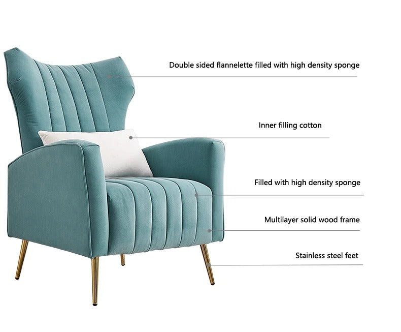 Velvet Accent Chair - Mid Century Vanity Chair with Gold Legs | Elegant Home Decor for Living Room, Bedroom & Dressing Area