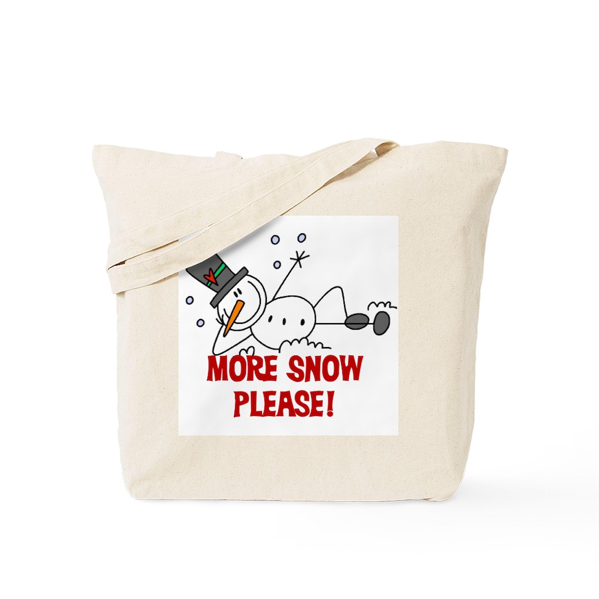 More Snow Snowman Tote Bag - Natural Canvas Reusable Shopping Bag for Groceries, Beach & Holiday Gifts | Eco-Friendly & Durable