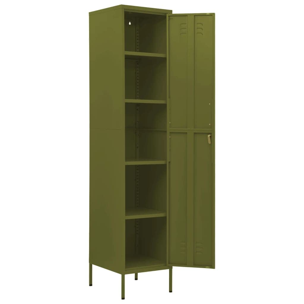 Olive Green Steel Storage Cabinet - 13.8x18.1x70.9 Inch Lockable Metal Cupboard for Garage, Office & Home Organization | Heavy-Duty Floor Cabinet with Secure Doors for Tools, Files & Supplies