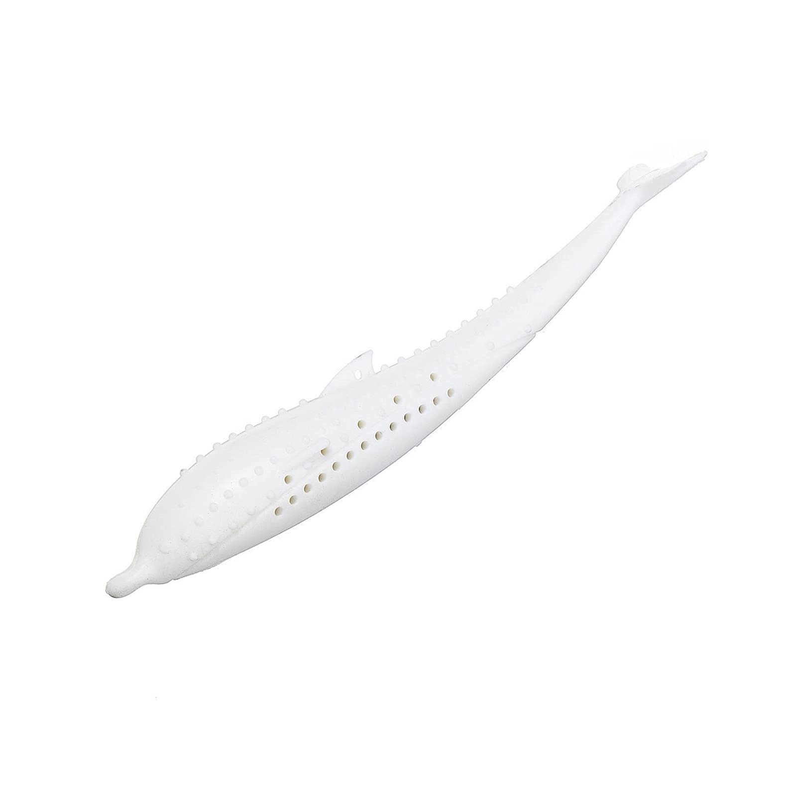 Fish-Shaped Cat Toothbrush with Mint - Silicone Pet Teeth Cleaning Toy for Cats - Durable Molar Stick for Dental Care - 1PC (White) - Perfect for Daily Oral Hygiene & Playtime