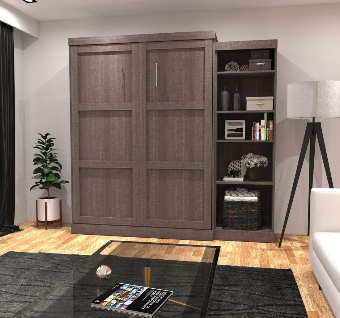 Pur 90 Queen Size Murphy Wall Bed with Storage Unit - 7 Color Options | Space-Saving Bed for Small Apartments, Guest Rooms & Home Offices