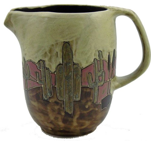 Mara Ceramic Stoneware 48 Oz Pitcher with Desert Scene Design - Perfect for Iced Tea, Lemonade & Water Dispenser at Parties, BBQs & Outdoor Gatherings