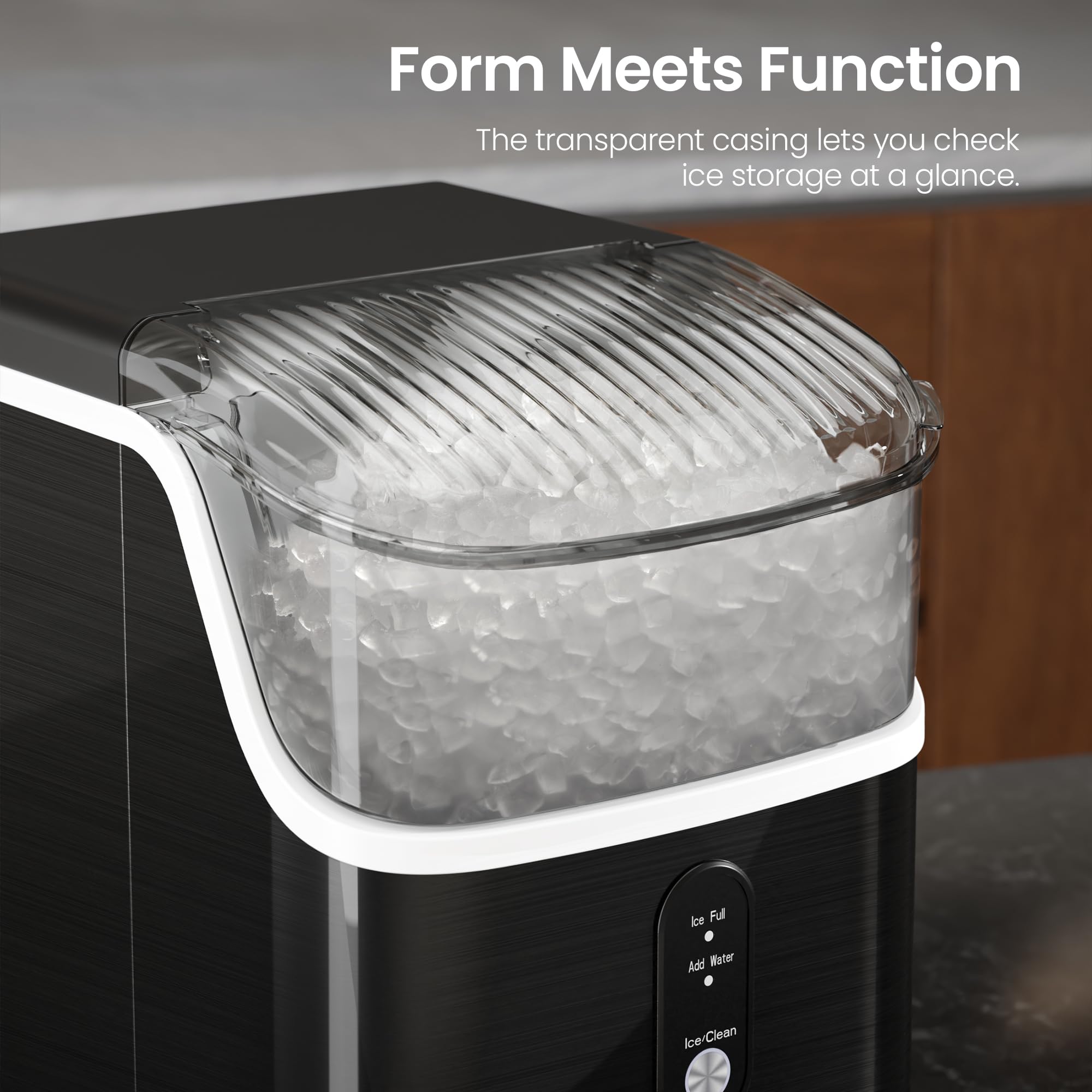 Kismile Countertop Nugget Ice Maker Machine - 35lbs/Day Pellet Ice Maker with Self-Cleaning & One-Click Operation, Portable Crushed Ice Maker for Home, Kitchen, Office - Perfect for Cocktails, Sodas & Entertaining