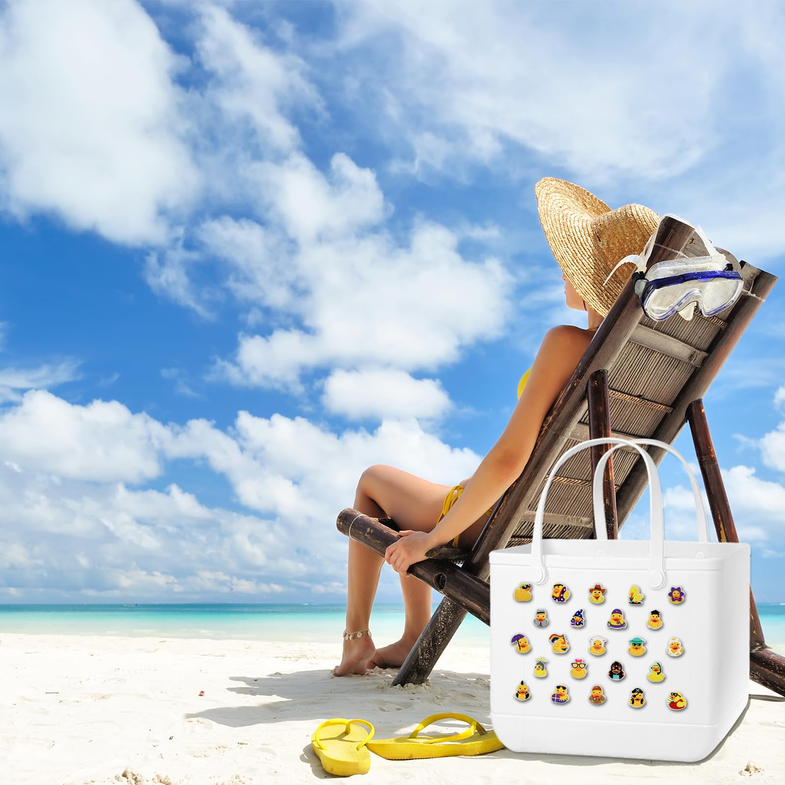 Cute Rubber Beach Bag Charms for Women - PVC Bogg Bag Accessories & Simply Southern Totes | Perfect for Summer Beach Trips, Pool Parties & Vacation Essentials