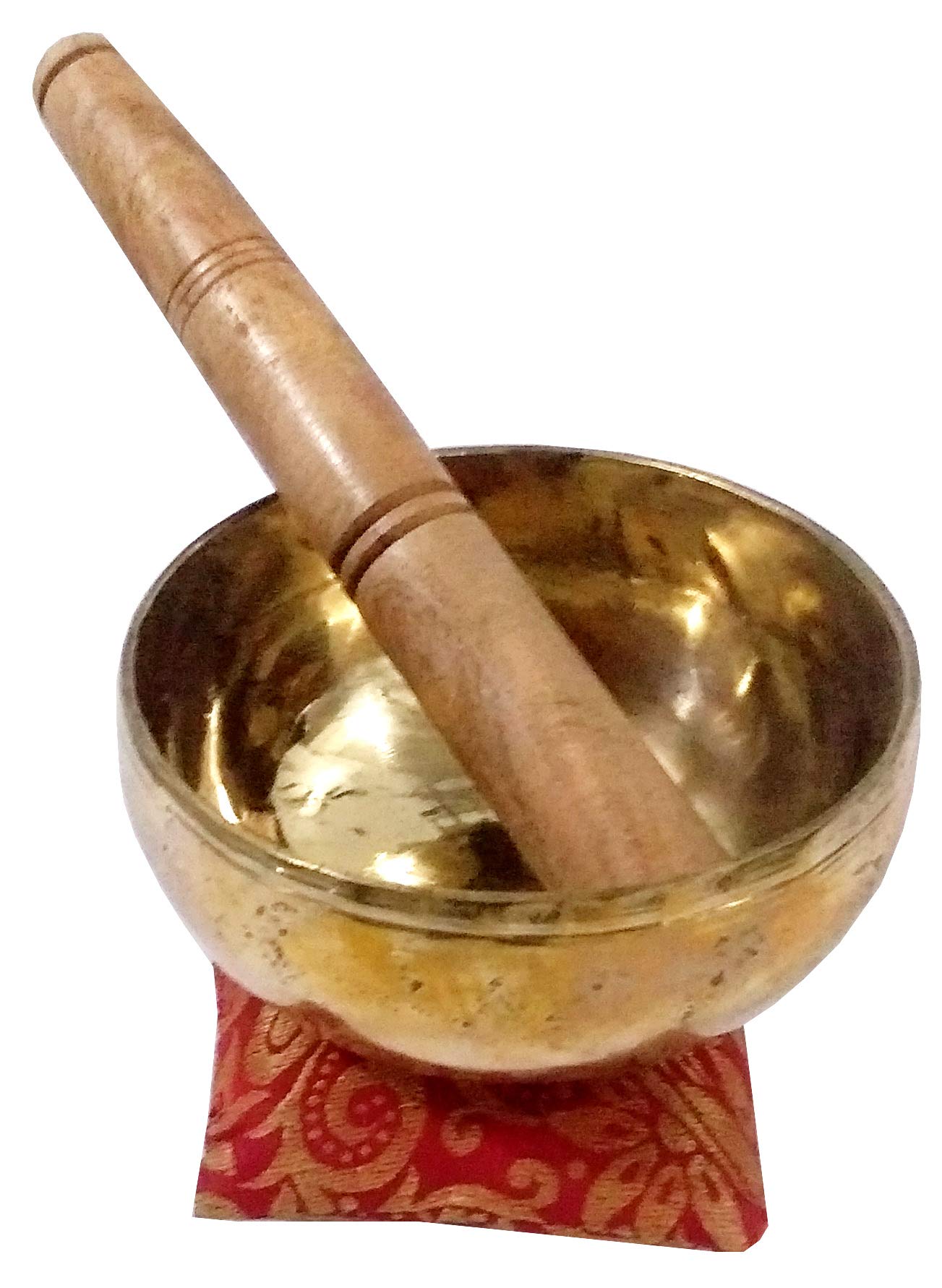 Purpledip Handmade Brass Singing Bowl - Authentic Bell Metal Meditation Instrument with Wooden Stick & Cushion - Perfect for Yoga, Sound Healing & Buddhist Gifts (10782A) - Ideal for Home Meditation, Spa Relaxation & Mindfulness Practice