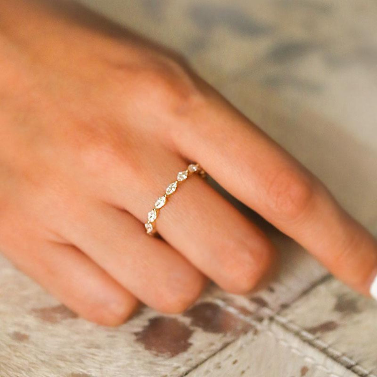 Exquisite Floating Round & Marquise Diamond Ring for Women | Elegant Wedding, Engagement & Anniversary Jewelry Gift
