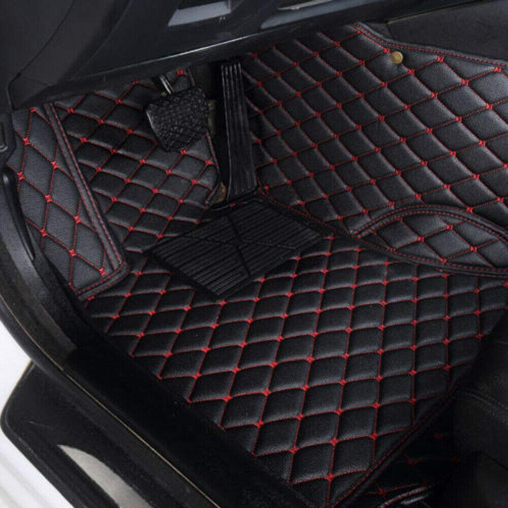 Premium Leather Car Floor Mats for Dodge Charger 2011-2019 - Waterproof & All-Season (4-Door, Black+Red) - Perfect for Daily Commute & Road Trips