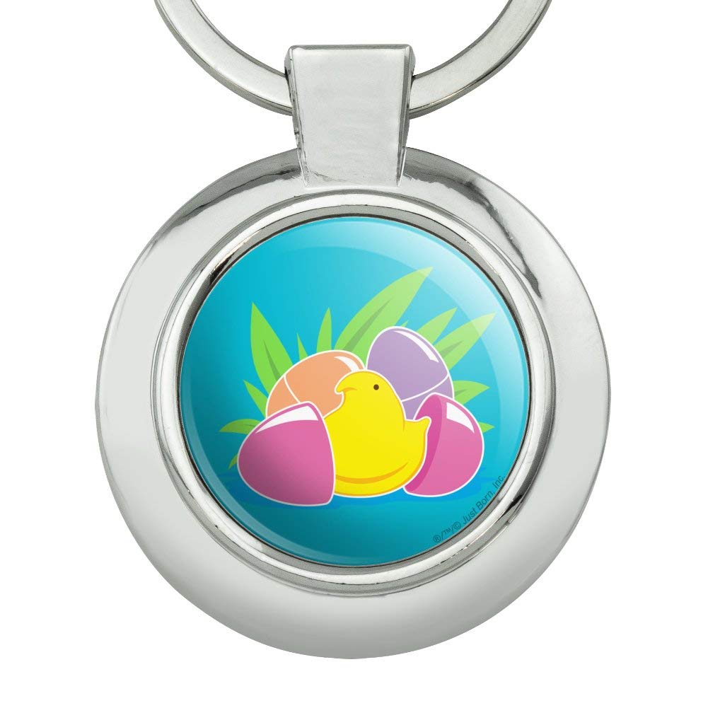 Peeps Hatching Easter Egg Keychain - Classy Chrome Plated Metal Key Ring for Easter Gifts, Party Favors & Spring Decor | Cute Bunny Keychain for Women, Girls, Kids | Easter Basket Stuffers & Holiday Accessories