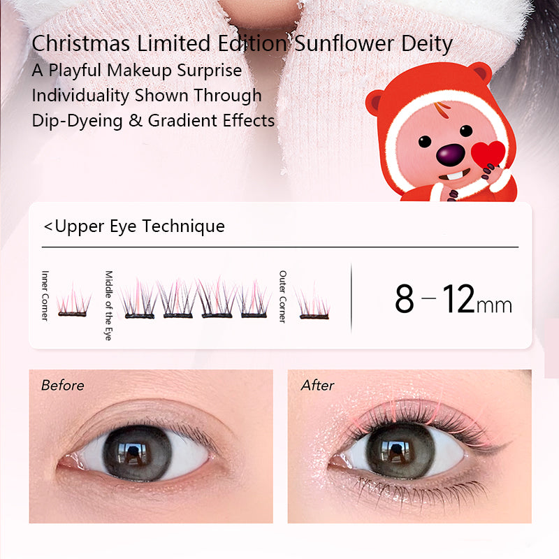 EverBab x ZANMANG LOOPY Christmas Gradient False Eyelashes - Self-Adhesive Natural Lashes for Holiday Parties & Festive Makeup Looks