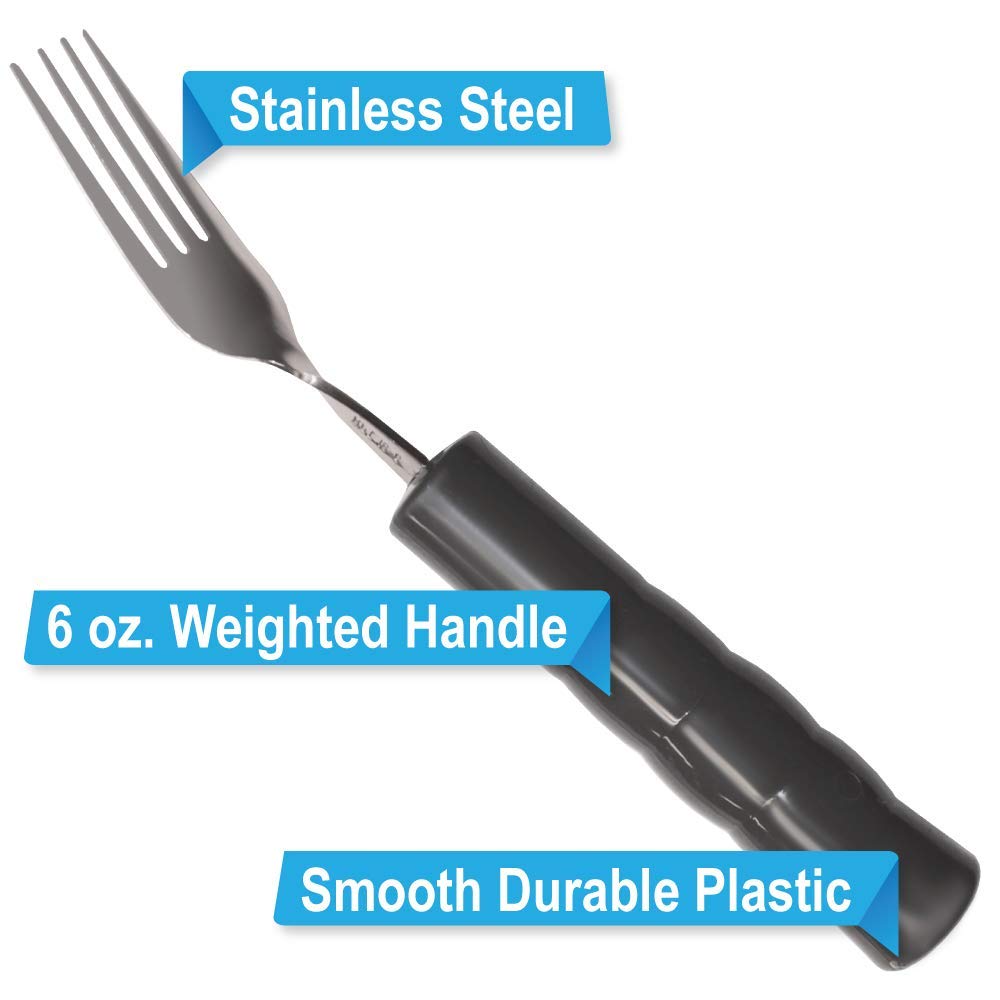 Weighted Utensil Set for Hand Tremors & Stroke Recovery - Adaptive Eating Aids with Non-Slip Plastic Handles - Ideal for Parkinson's, Arthritis & Physical Therapy Patients