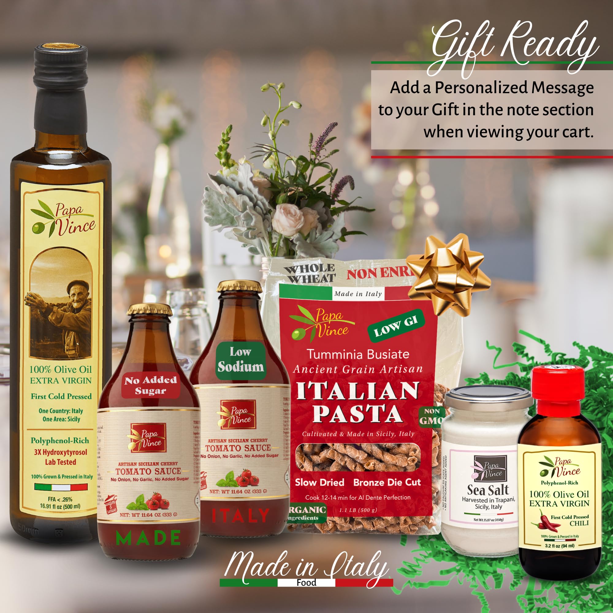 Papa Vince Authentic Italian Food Gift Basket - Organic Gourmet Italian Food Hamper Handcrafted in Sicily with Locally Sourced Ingredients | Perfect for Holidays, Housewarming Gifts & Italian Food Lovers