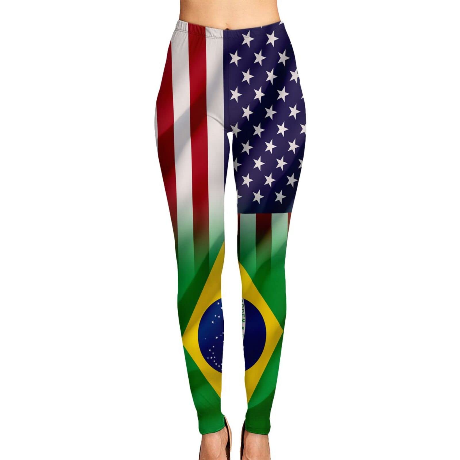 TZT Firefighter Axe American Flag Women's Yoga Pants - High Waisted Workout Leggings for Fitness, Running & Gym - Comfortable Sweatpants for Women's Activewear