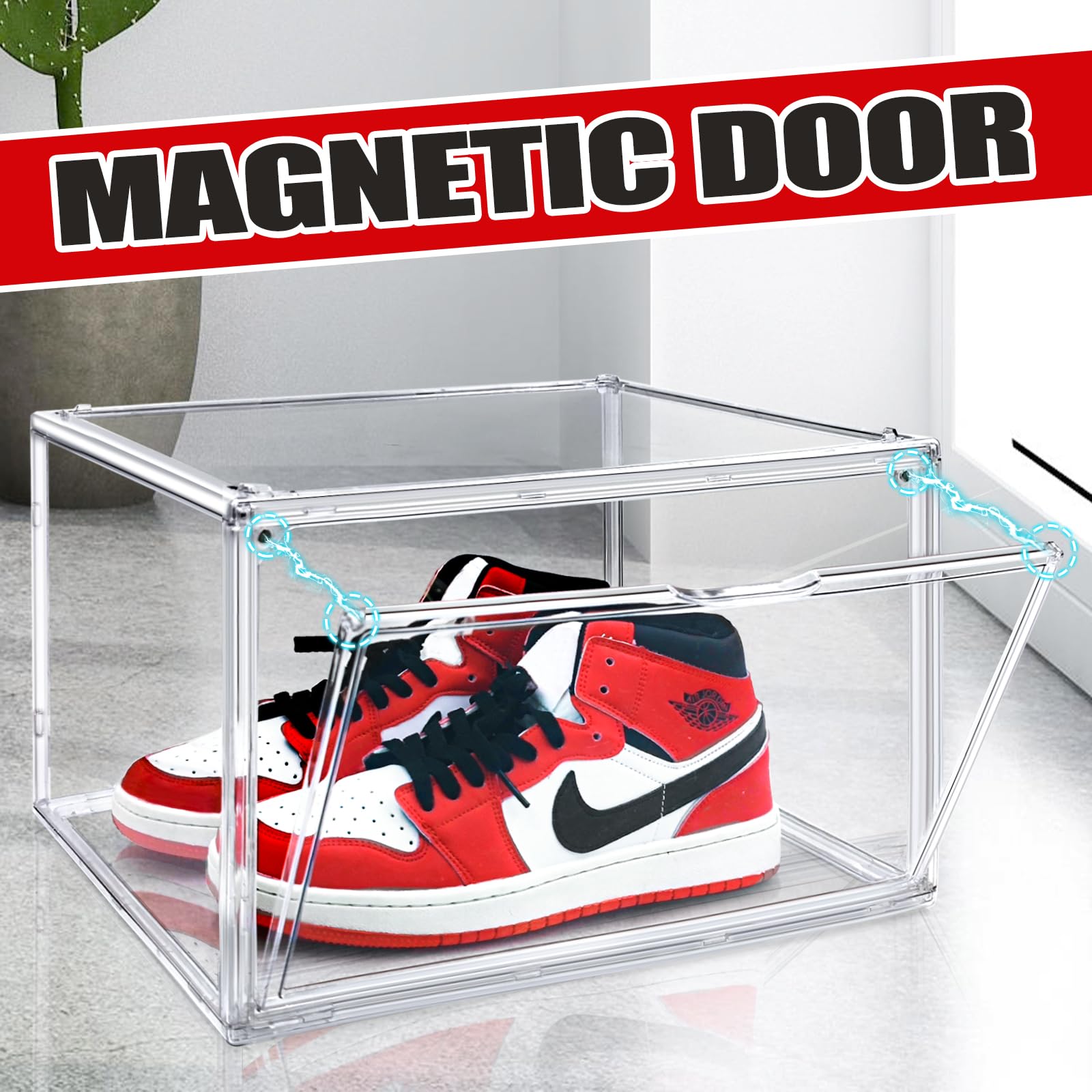 10-Pack Clear Acrylic Shoe Boxes - Stackable 14.1 x 10.6 x 9 Inch Plastic Display Cases for Sneakers, Boots & Shoe Collection - Perfect for Sneakerhead Storage, Closet Organization & Retail Display