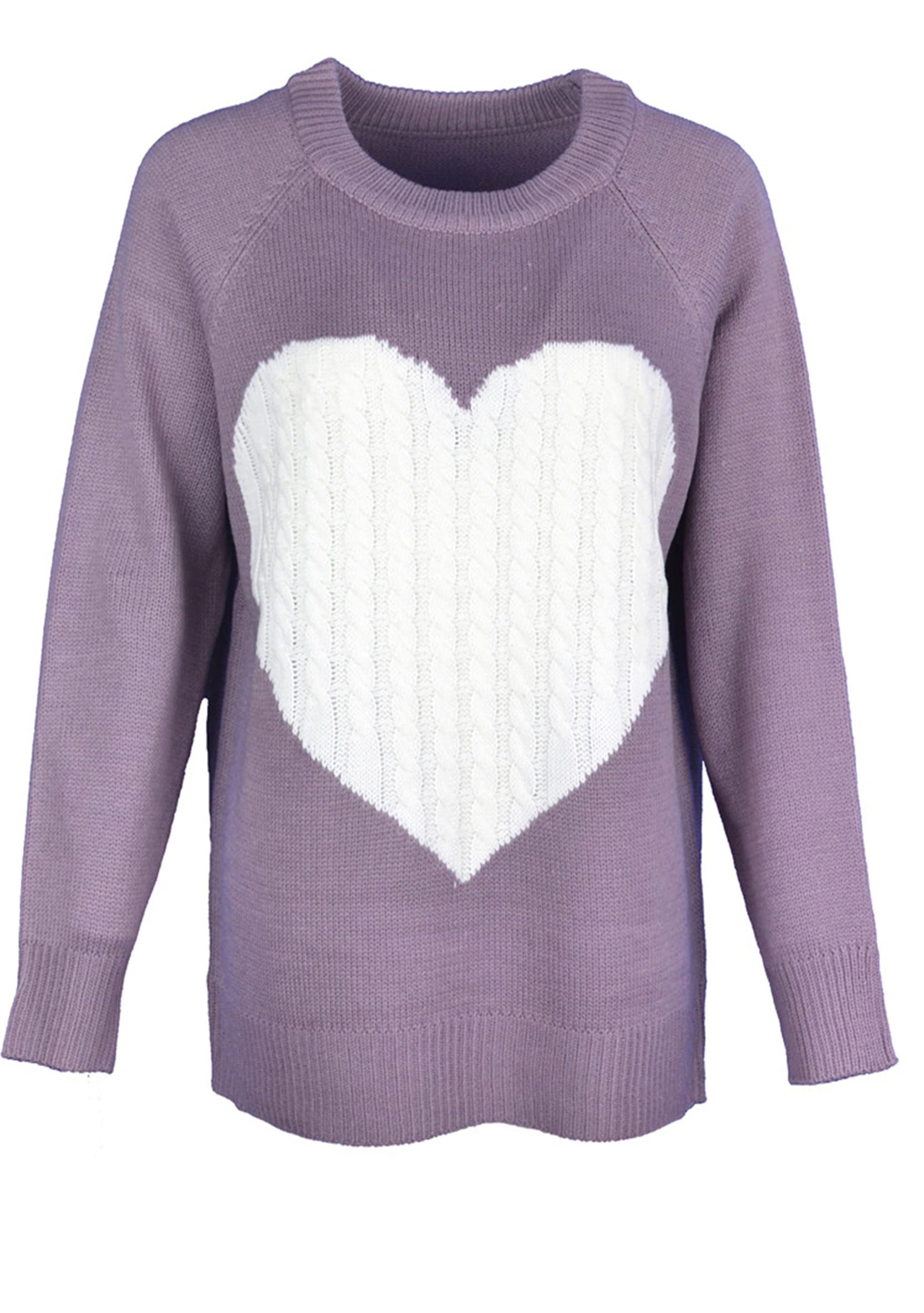 WIWIQS Women's Cute Heart Knit Sweater Valentine's Day Crewneck Top - Cozy Winter Pullover for Date Night & Casual Outfits