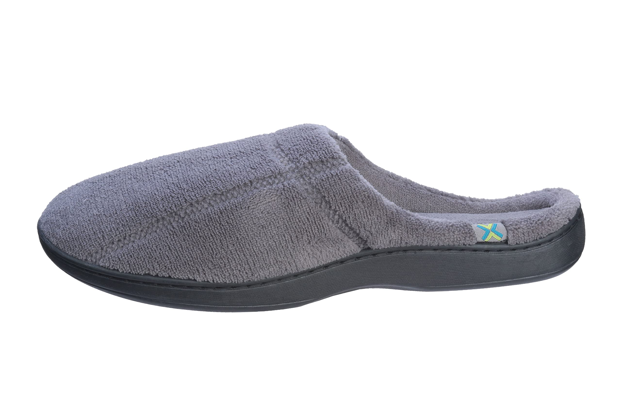 Roxoni Men's Comfortable Terry Clog Slippers - Slip-On Indoor/Outdoor House Shoes in Gray, Sizes 8.5-9.5 | Perfect for Lounging at Home, Quick Errands & Backyard Relaxation