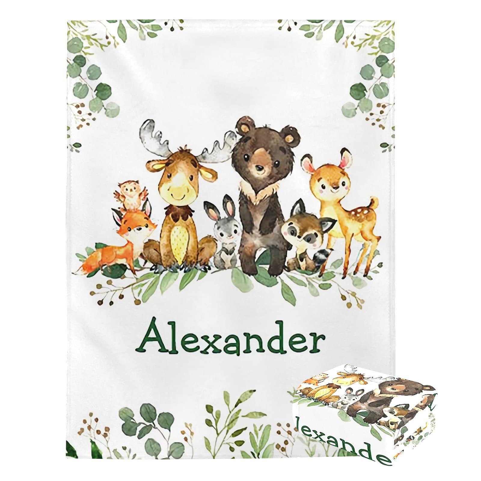 **Personalized Baby Blanket with Name & Animals - Custom Soft Blankets for Newborns | Perfect Baby Shower Gift for Boys & Girls | Nursery Decor & Neutral Baby Essentials | Ideal for Cuddling, Swaddling & Photo Props | Cozy for Naptime, Travel & Keepsake Memories**