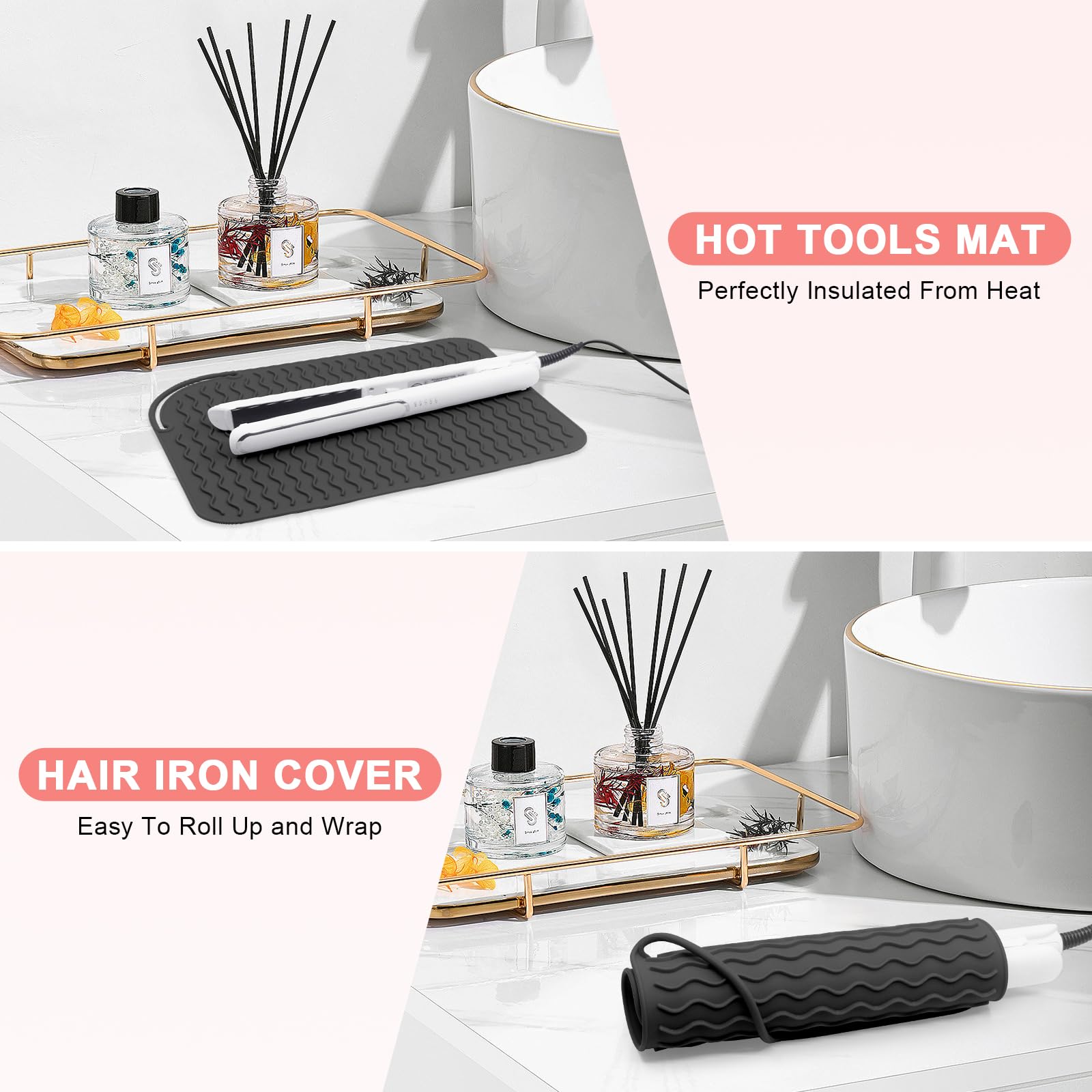 **Heat Resistant Silicone Mat for Hair Styling Tools - 12