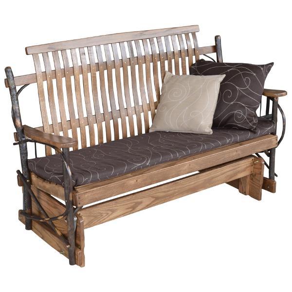 Premium Hickory Wood Porch Glider Swing - Outdoor Patio Rocking Bench for Garden, Deck & Backyard Relaxation | Weather-Resistant & Comfortable Seating