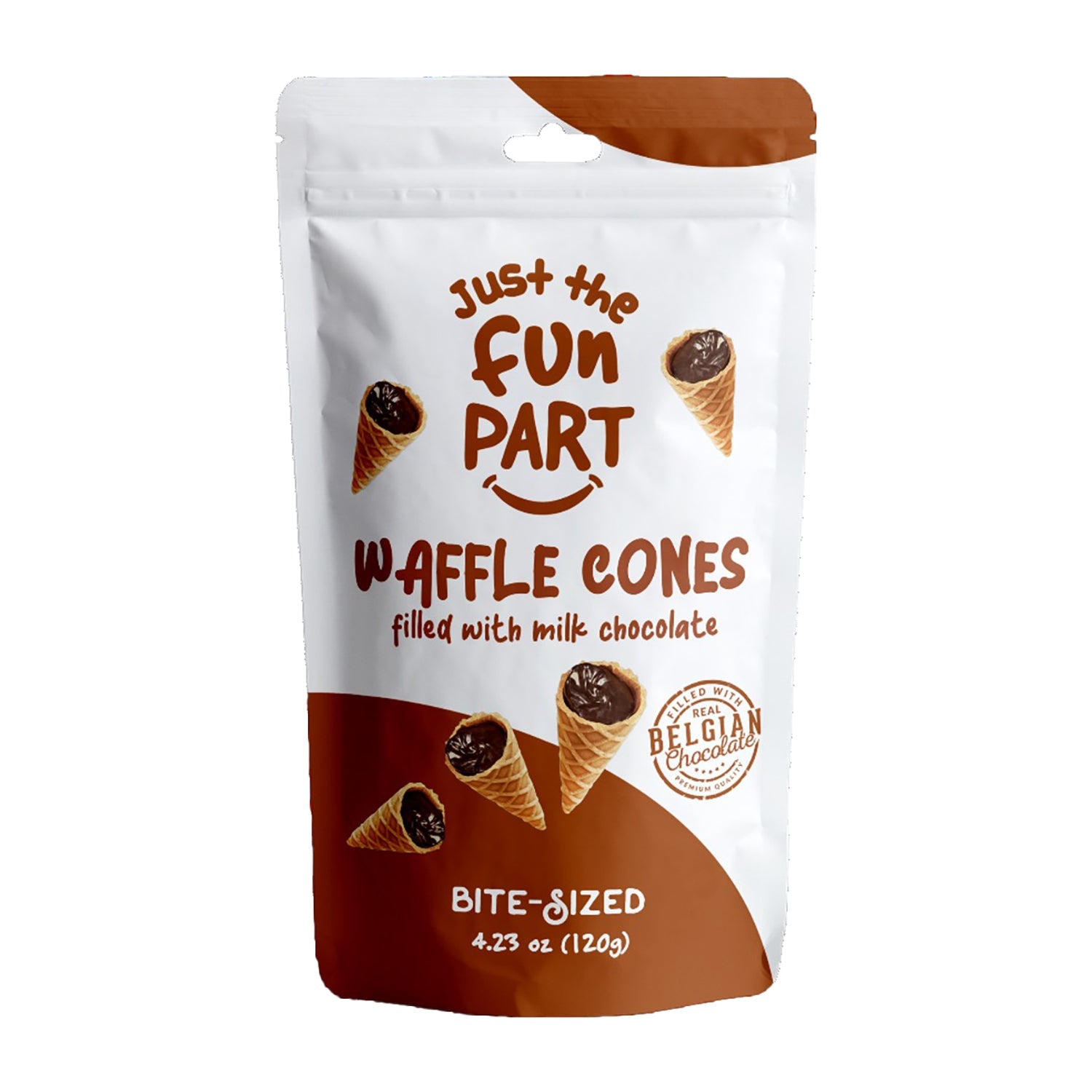 Just the Fun Part Waffle Cone Milk Chocolate - 4.23oz Bag | Delicious Snack for Parties, Ice Cream Toppings & Dessert Treats