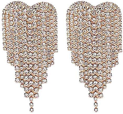 Elegant Rhinestone Tassel Earrings for Women - Sparkling Crystal Heart Dangle Earrings in Gold | Pet Memorial Jewelry for Dog & Cat Ashes | Funeral Keepsake for Grieving & Special Occasions