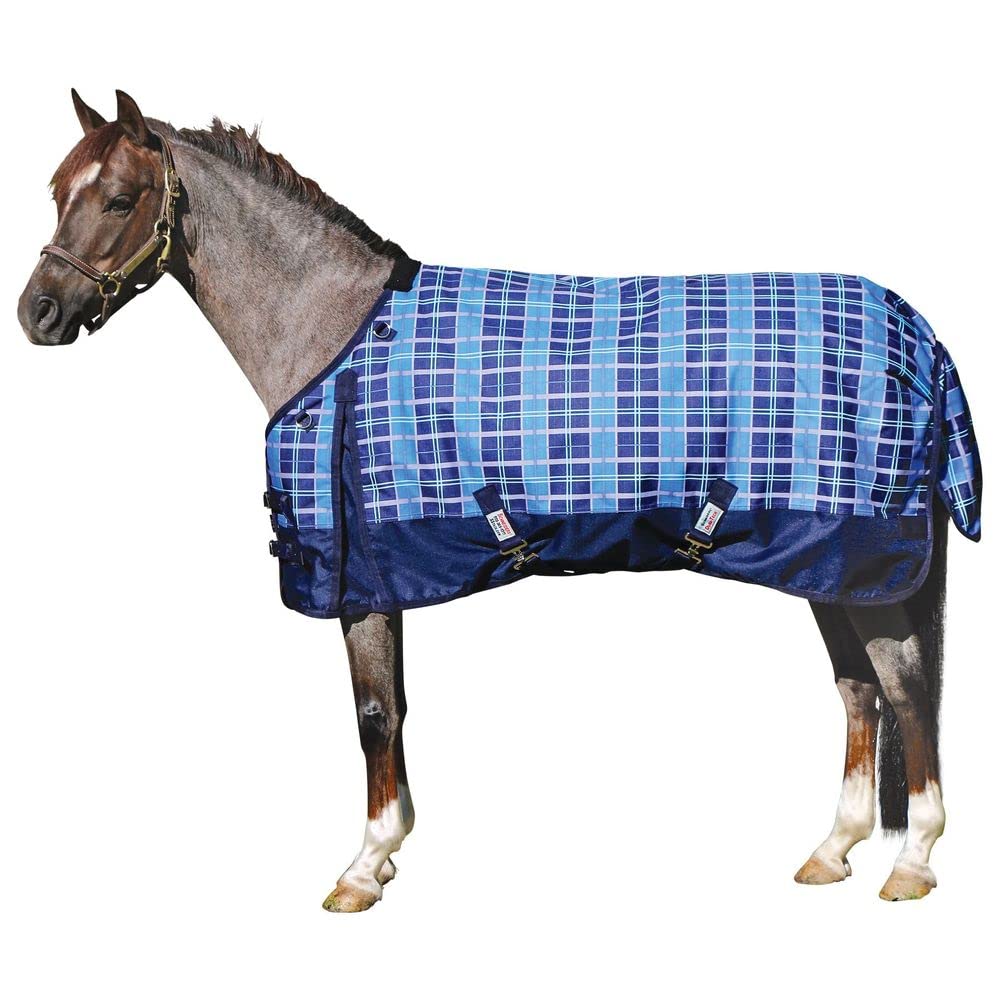 Viking Classic Euro Fit Horse Turnout Blanket - Waterproof Winter Horse Blanket with Surcingle Plaid Design & Large Tail Cover | Heavy Duty Stable Blanket for Cold Weather Riding, Training, and Outdoor Turnout